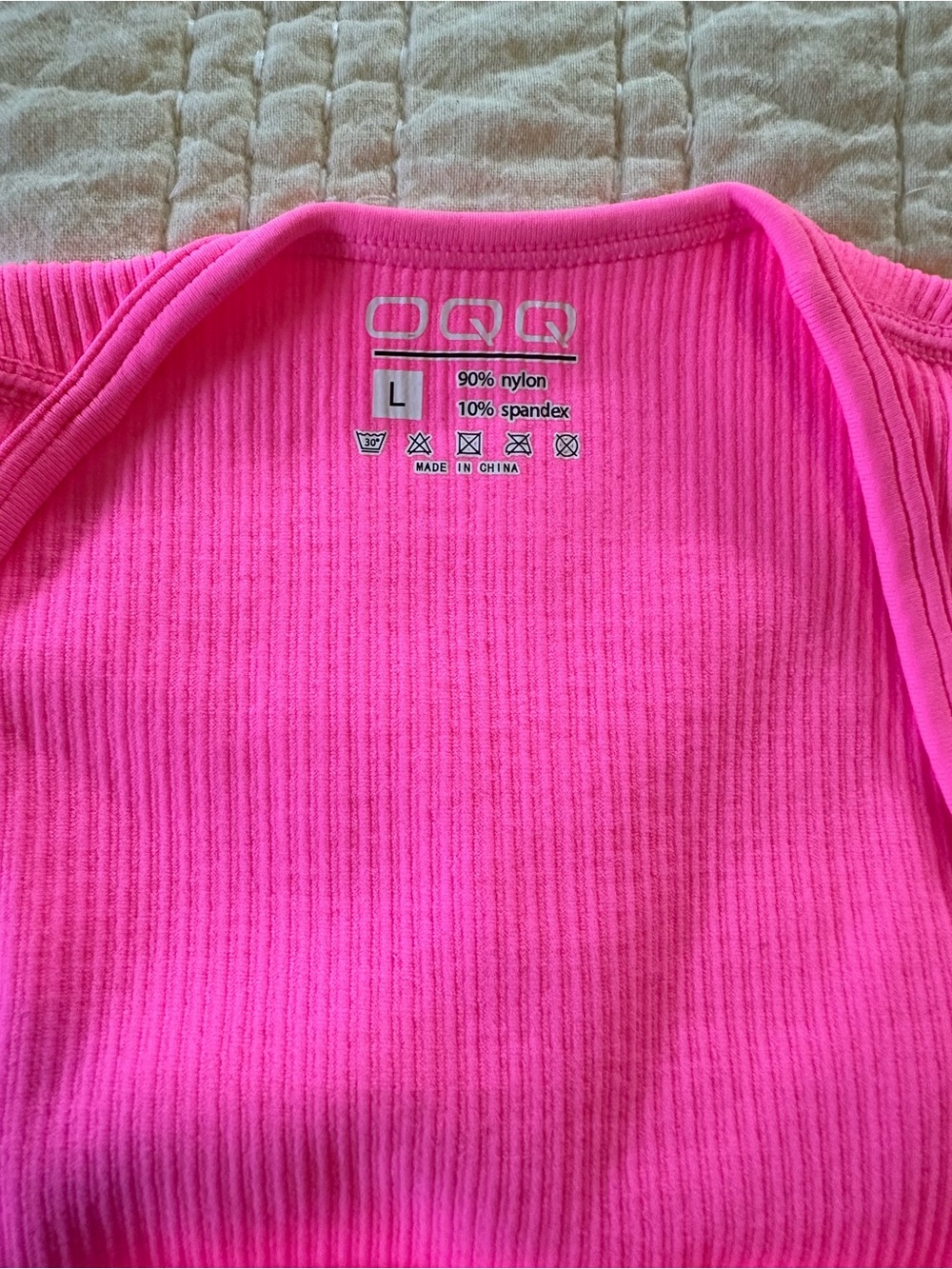 OQQ Hot Pink Ribbed Women’s bodysuit Large - Picture 3 of 3